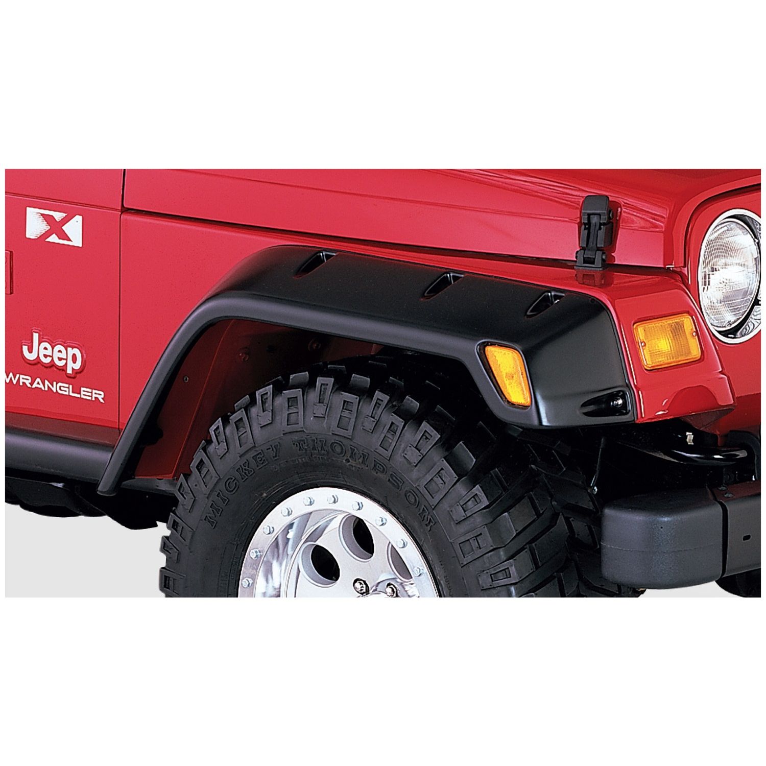 Bushwacker 10029-07 Black Max Coverage Pocket/Rivet Style Textured Finish Front Fender Flares for 1997-2006 Jeep Wrangler TJ