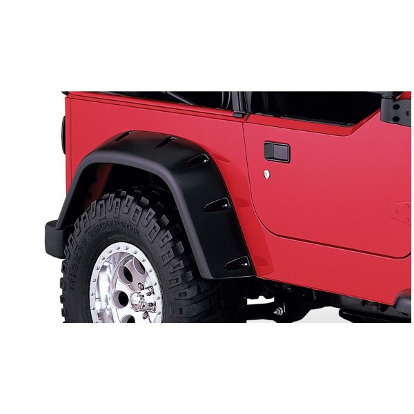 Bushwacker 10030-07 Black Max Coverage Pocket/Rivet Style Textured Finish Rear Fender Flares for 1997-2006 Jeep Wrangler TJ