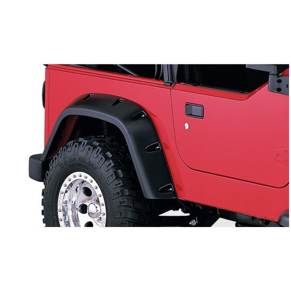 Bushwacker 10042-07 Black Pocket/Rivet Style Textured Finish Rear Fender Flares for 1997-2006 Jeep Wrangler TJ