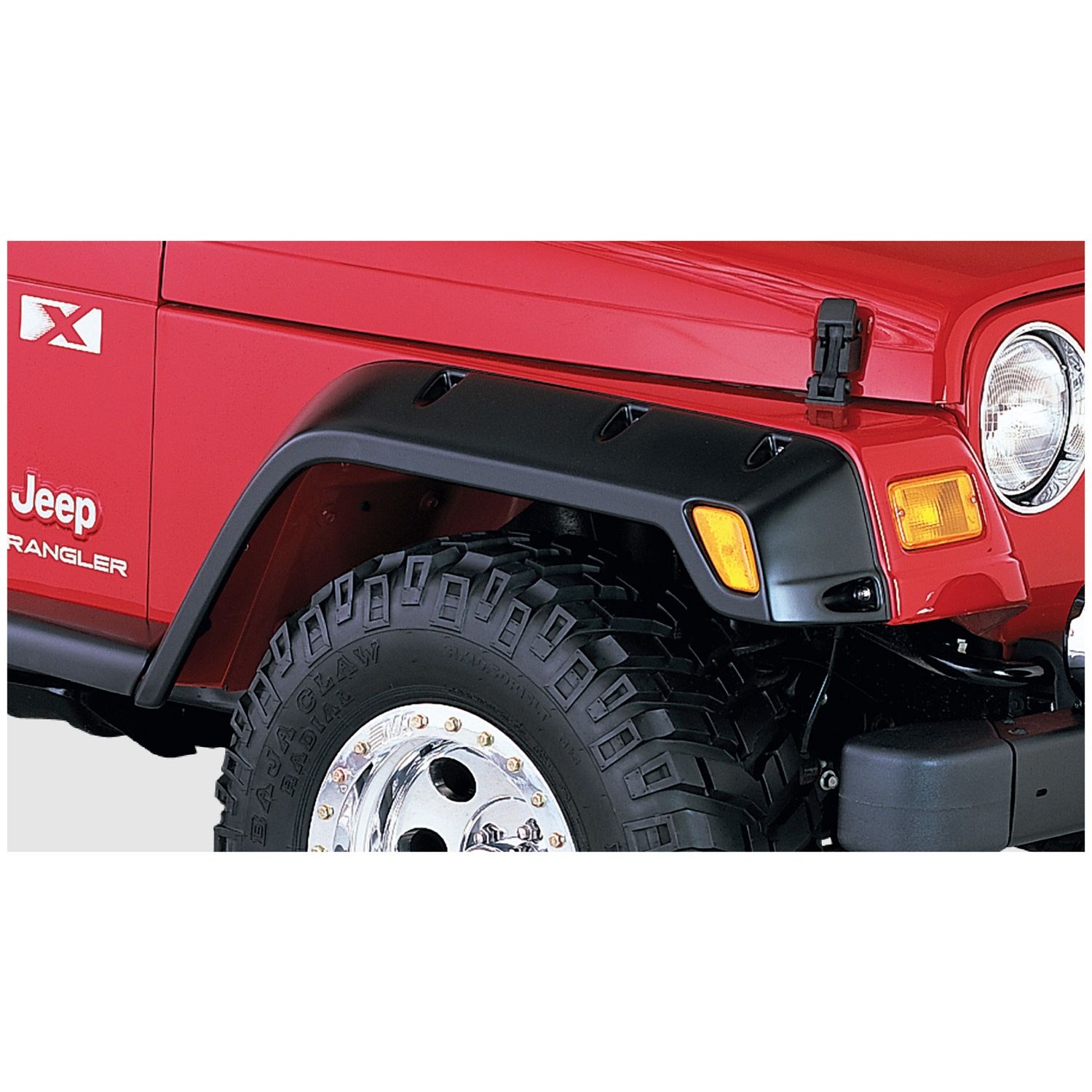 Bushwacker 10043-07 Black Pocket/Rivet Style Textured Finish Front Fender Flares for 1997-2006 Jeep Wrangler TJ