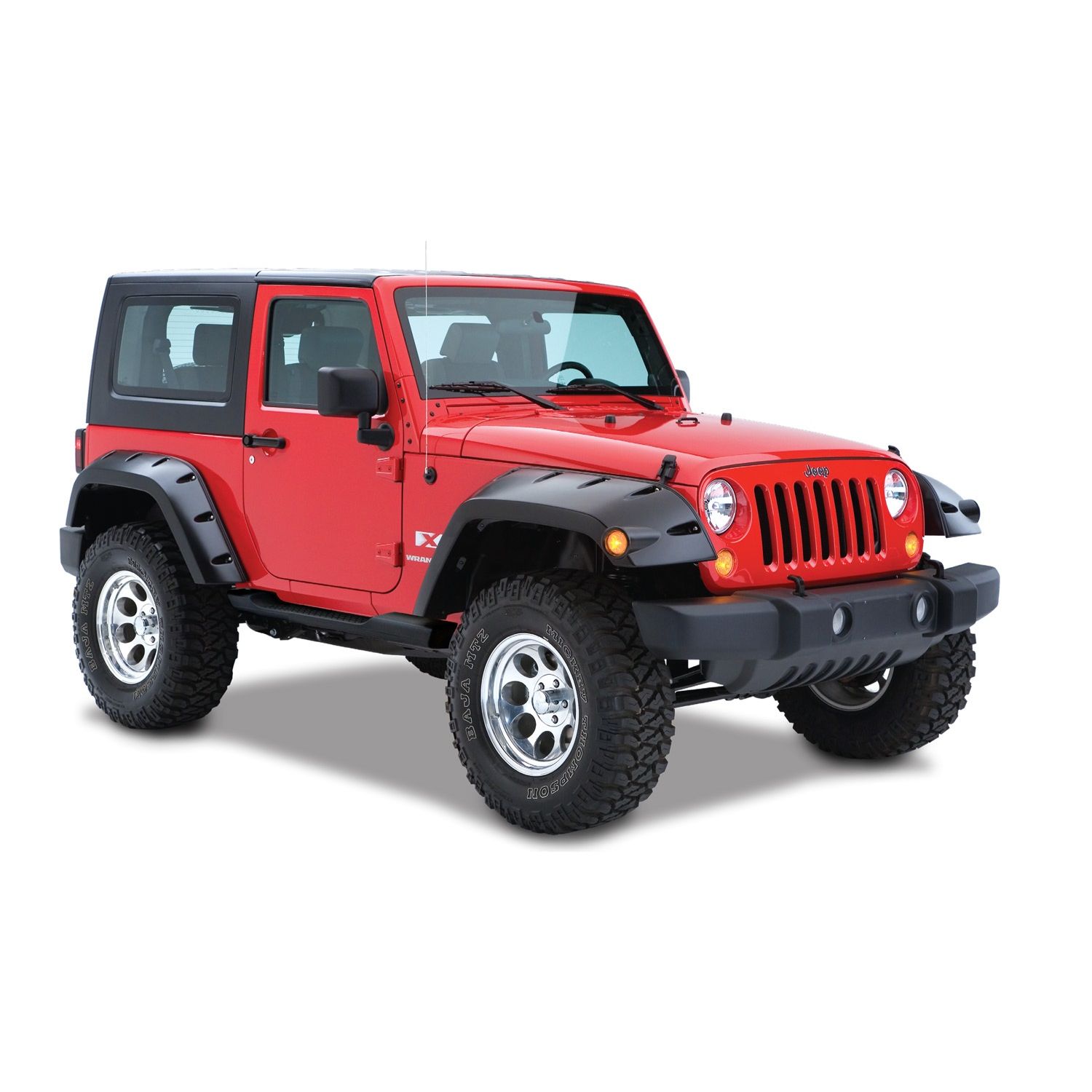 Bushwacker 10046-02 Black Max Coverage Pocket/Rivet Style Smooth Finish Rear Fender Flares with Extended Coverage for 2007-2018 Jeep Wrangler JK 2-Door