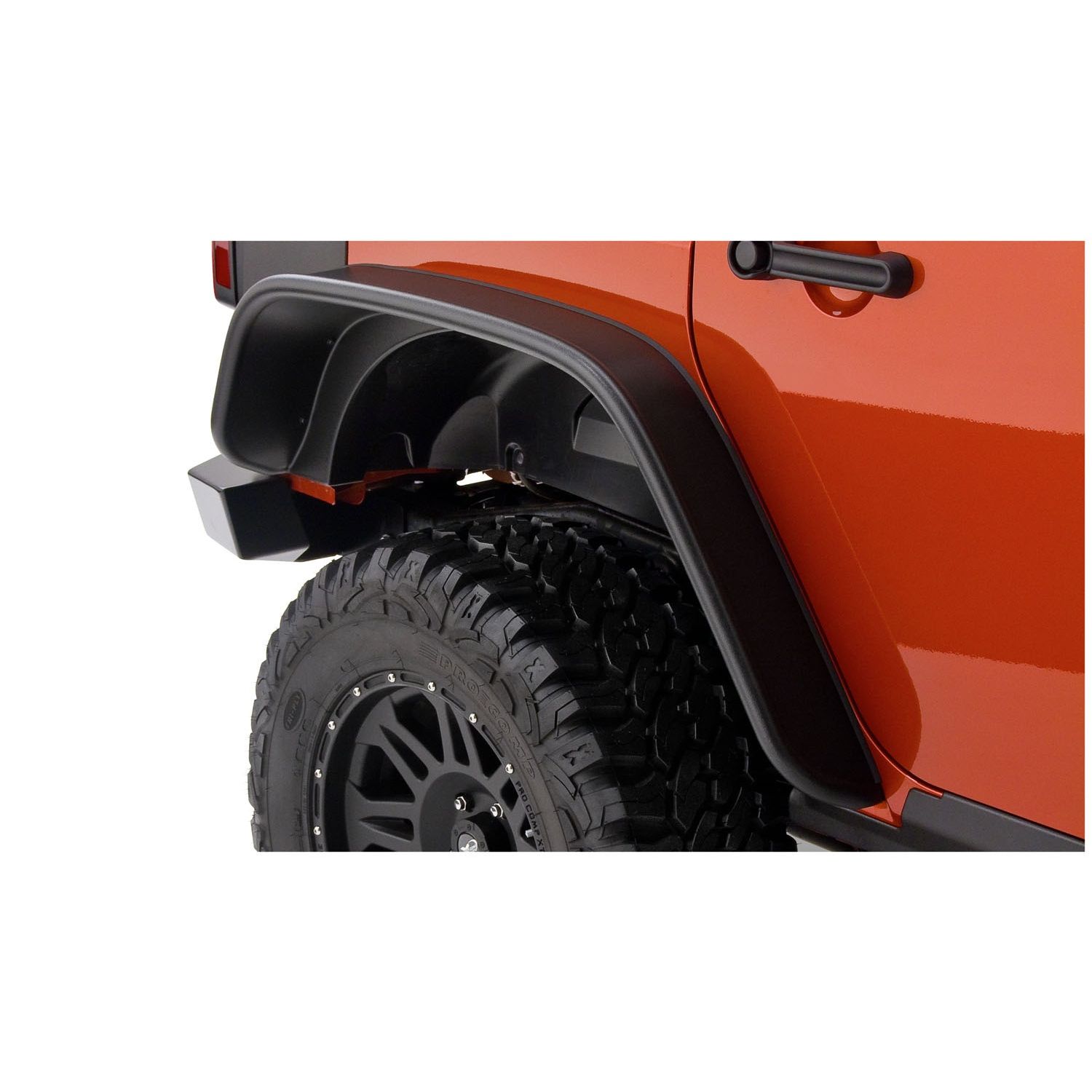 Bushwacker 10050-07 Black Jeep Flat Style Textured Finish Rear Fender Flares for 2007-2018 Jeep Wrangler JK Unlimited 4-Door