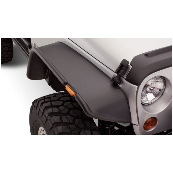 Bushwacker 10053-07 Black Jeep Flat Style Textured Finish Front Fender Flares for 2007-2018 Jeep Wrangler JK