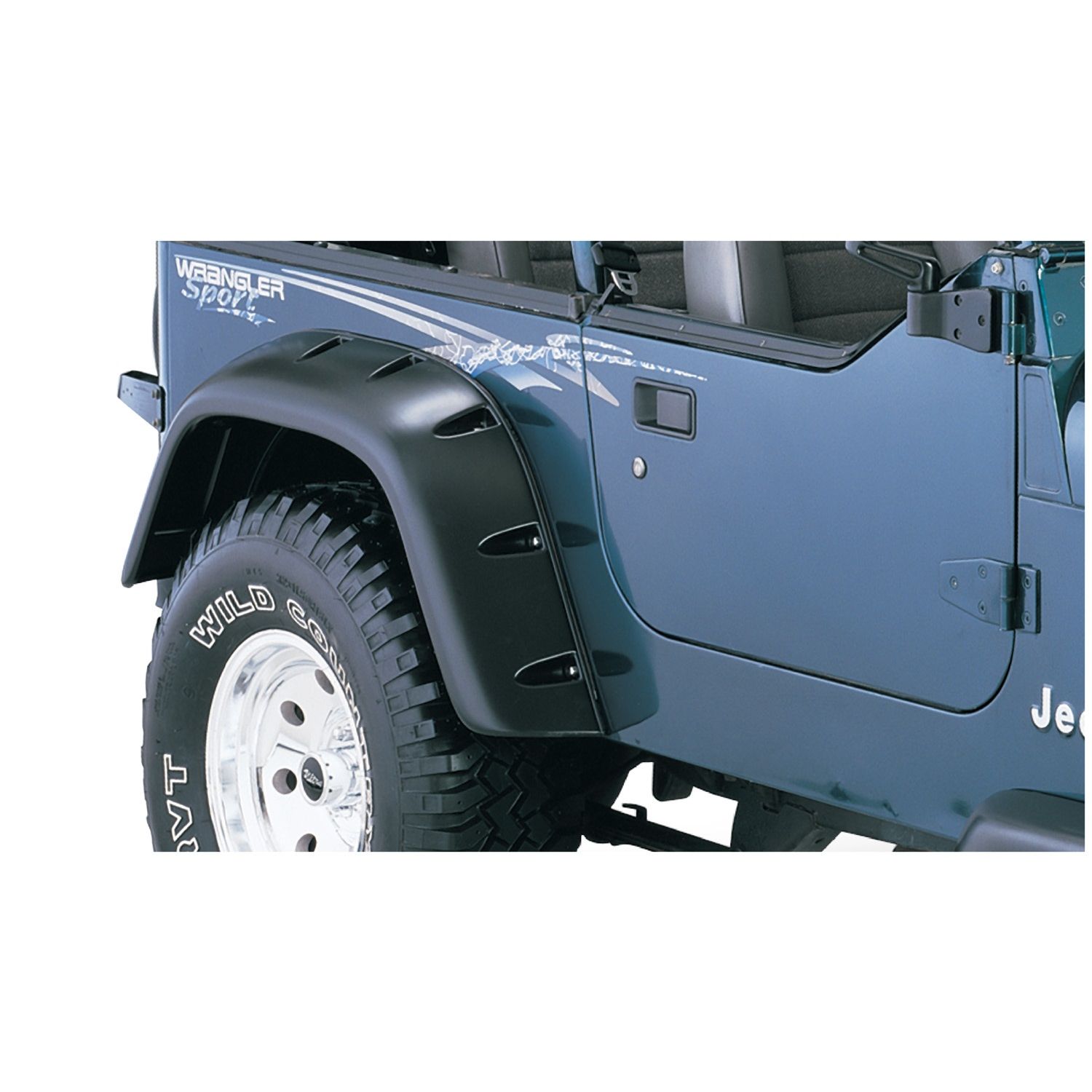 Bushwacker 10058-07 Black Jeep Cutout Style Textured Finish Rear Fender Flares for 1987-1995 Jeep Wrangler YJ (Excludes Renegade)