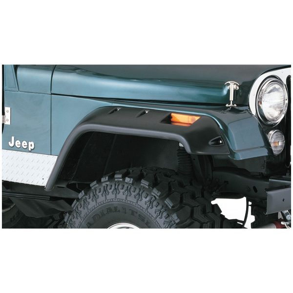 Bushwacker 10059-07 Black Jeep Cutout Style Textured Finish Front Fender Flares for 1956-1986 Jeep CJ5, CJ5A, CJ6, CJ6A, CJ7, Willys