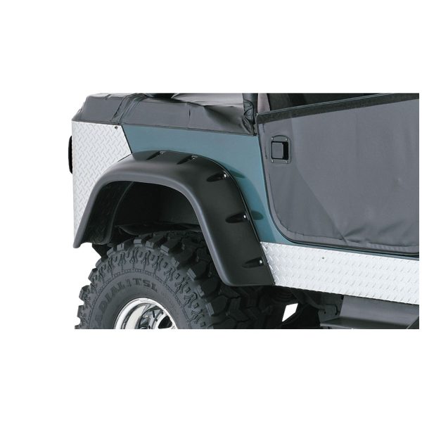 Bushwacker 10060-07 Black Jeep Cutout Style Textured Finish Rear Fender Flares for 1956-1986 Jeep CJ5, CJ5A, CJ6, CJ6A, CJ7, Willys