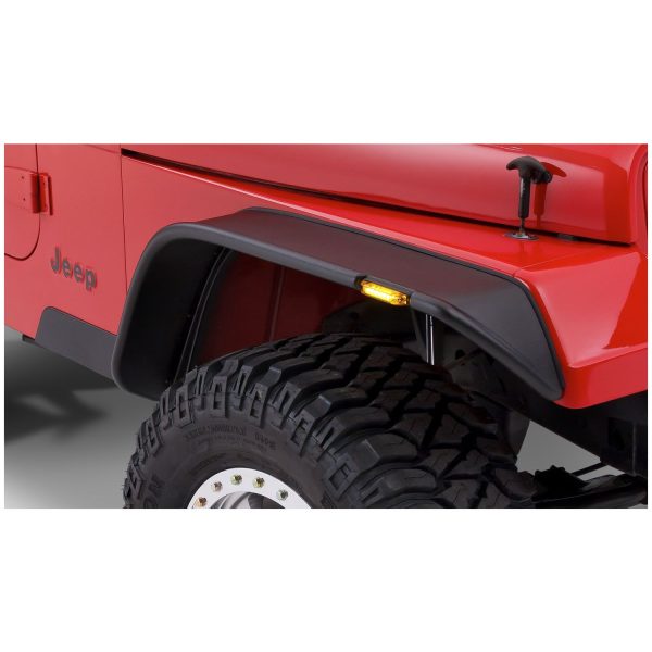 Bushwacker 10067-07 Black Jeep Flat Style Textured Finish Front Fender Flares for 1987-1995 Jeep Wrangler YJ (Excludes Renegade)