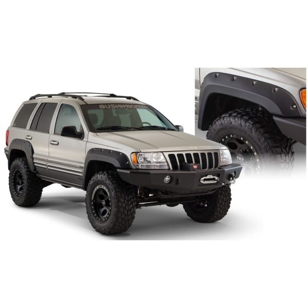 Bushwacker 10071-07 Black Jeep Cutout Style Textured Finish Front Fender Flares for 1999-2004 Jeep Grand Cherokee