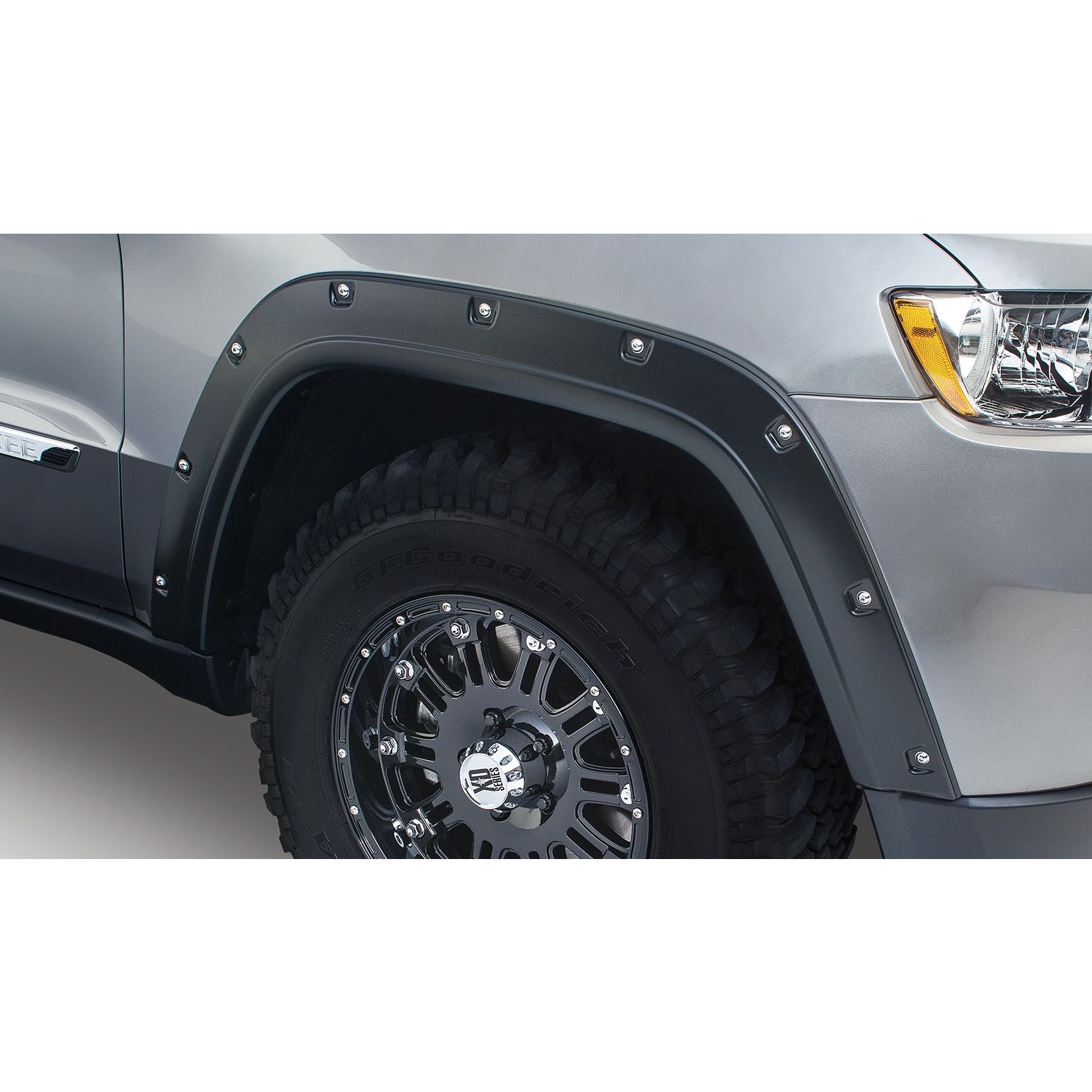 Bushwacker 10075-02 Black Pocket/Rivet Style Smooth Finish Front Fender Flares for 2011-2016 Jeep Grand Cherokee (Excluding SRT8)