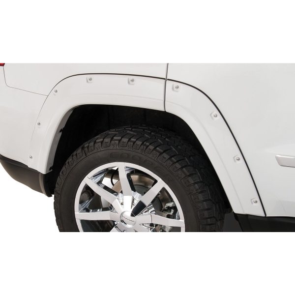 Bushwacker 10076-02 Black Pocket/Rivet Style Smooth Finish Rear Fender Flares for 2011-2016 Jeep Grand Cherokee (Excludes SRT8)