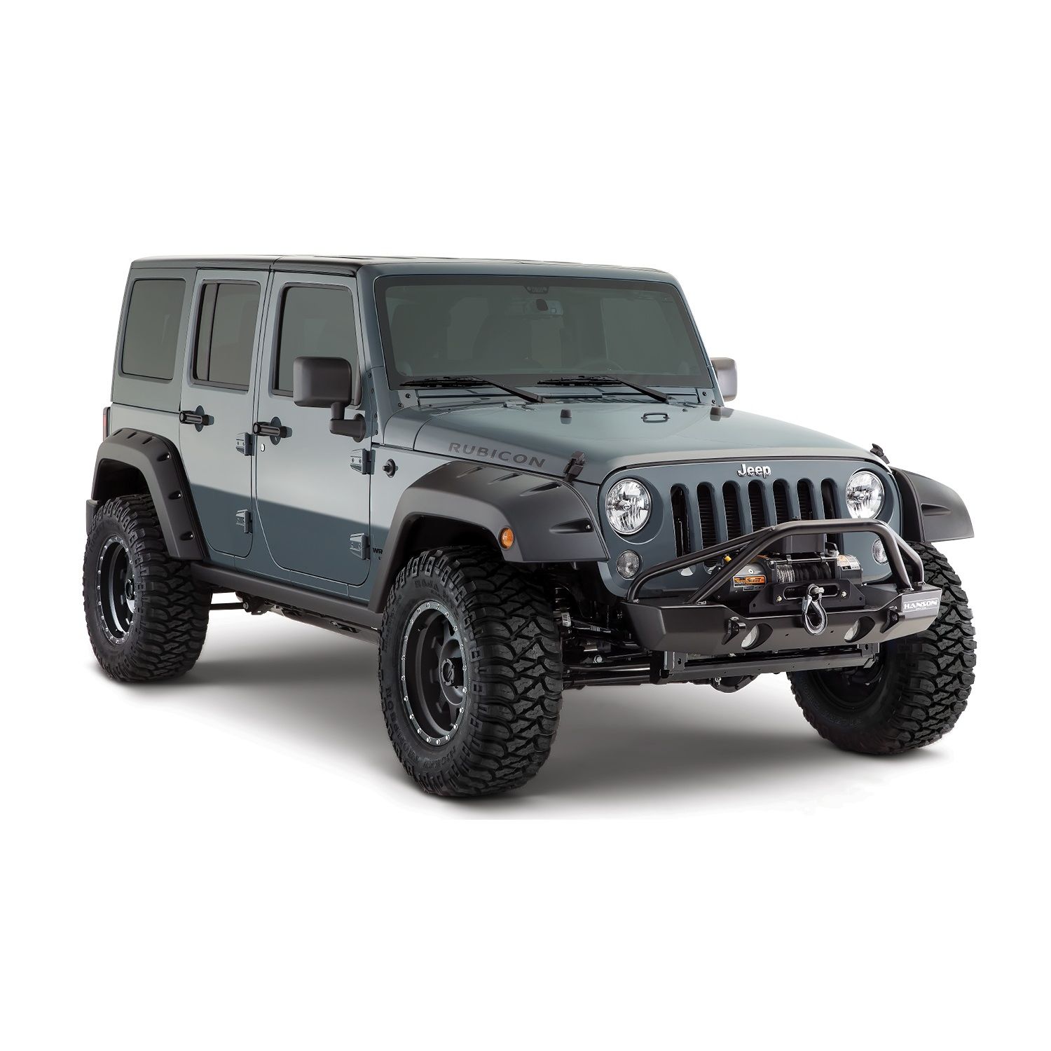 Bushwacker 10080-02 Black Pocket/Rivet Style Smooth Finish Rear Fender Flares for 2007-2018 Jeep Wrangler JK Unlimited 4-Door