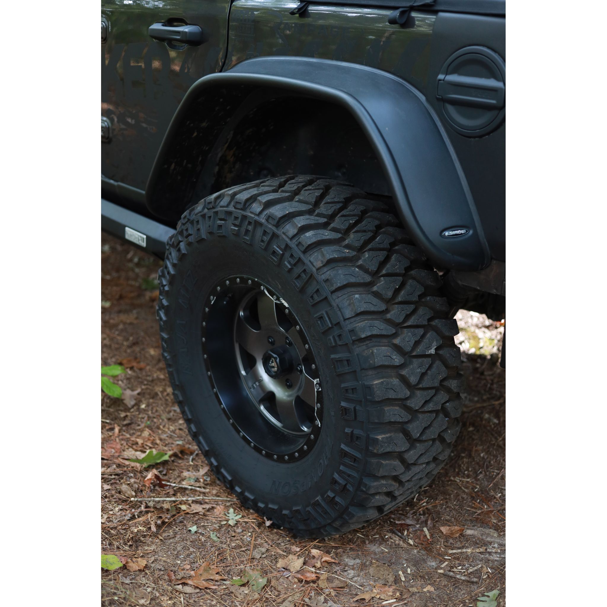 Bushwacker 10100-07 Black Jeep Flat Style Textured Finish Rear Fender Flares for 2018 -2022 Jeep Wrangler JL (Excludes Rubicon)