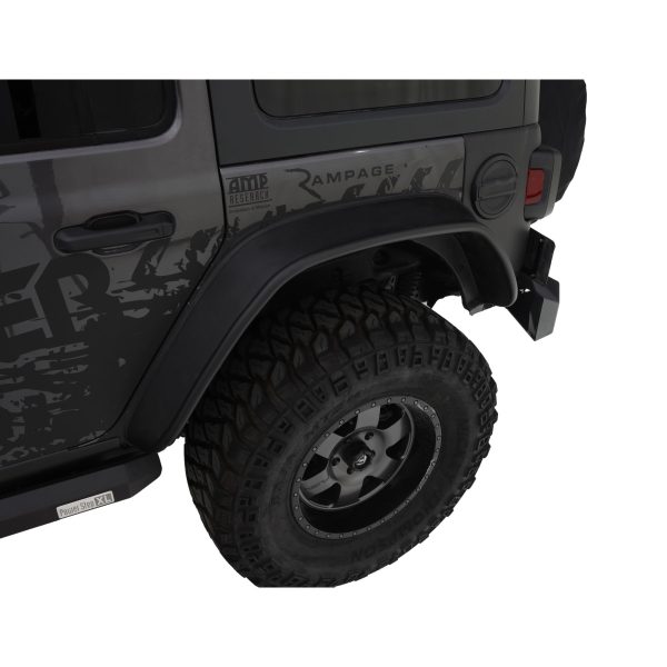 Bushwacker 10100-07 Black Jeep Flat Style Textured Finish Rear Fender Flares for 2018 -2022 Jeep Wrangler JL (Excludes Rubicon)