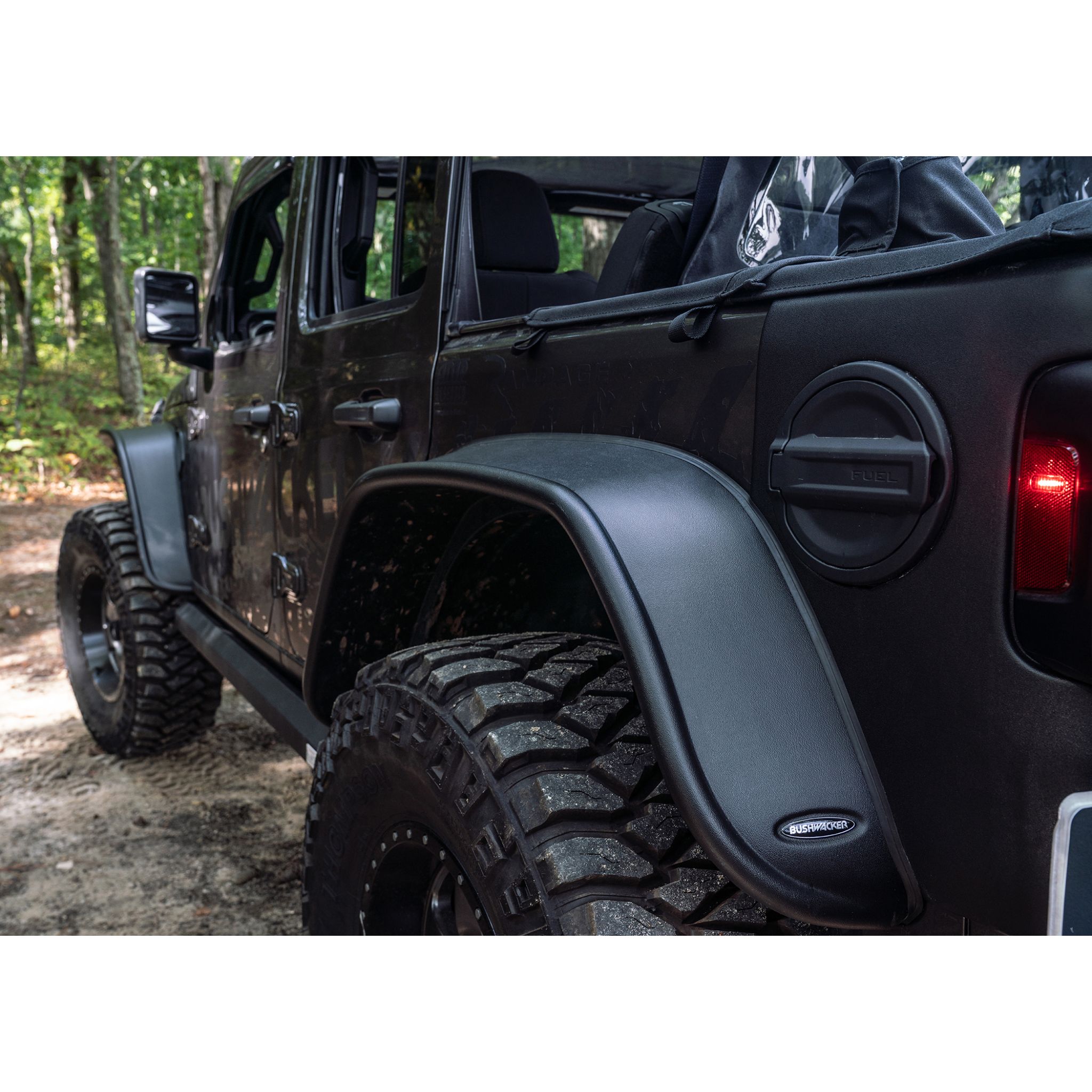 Bushwacker 10923-07 Black Jeep Flat Style Textured Finish 4-Piece Fender Flare Set for 2018-2022 Jeep Wrangler JL (All Models)