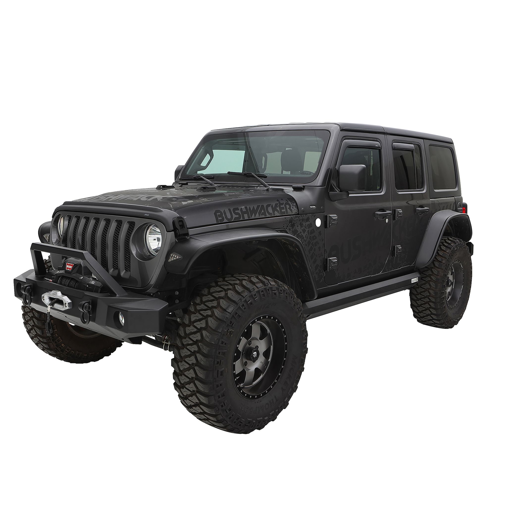 Bushwacker 10923-07 Black Jeep Flat Style Textured Finish 4-Piece Fender Flare Set for 2018-2022 Jeep Wrangler JL (All Models)