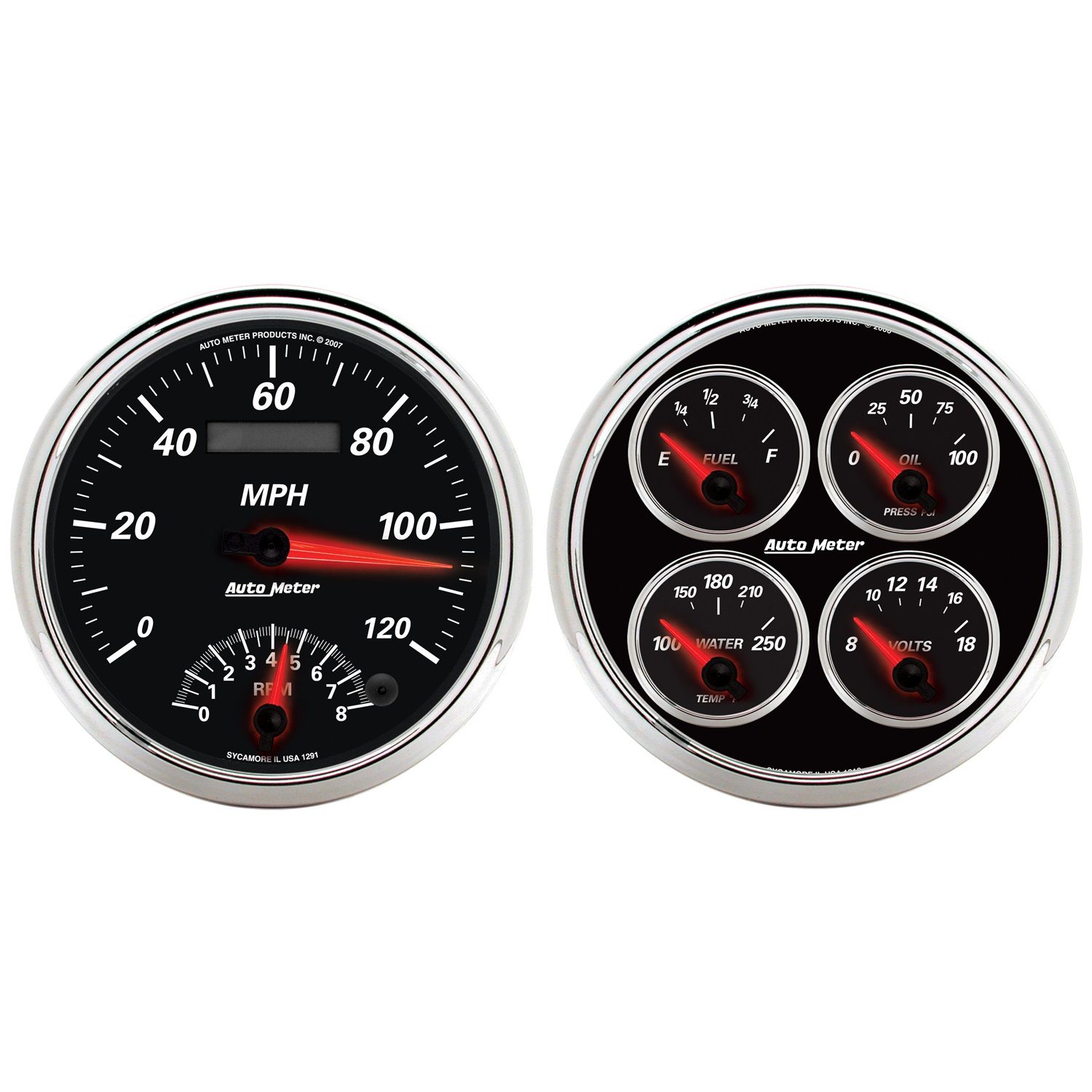 2 PC. GAUGE KIT, 5 in. QUAD & SPEEDOMETER, 240-33 O, DESIGNER BLACK II