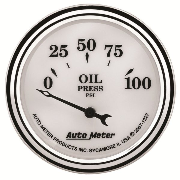 2-1/16 in. OIL PRESSURE, 0-100 PSI, OLD-TYME WHITE II