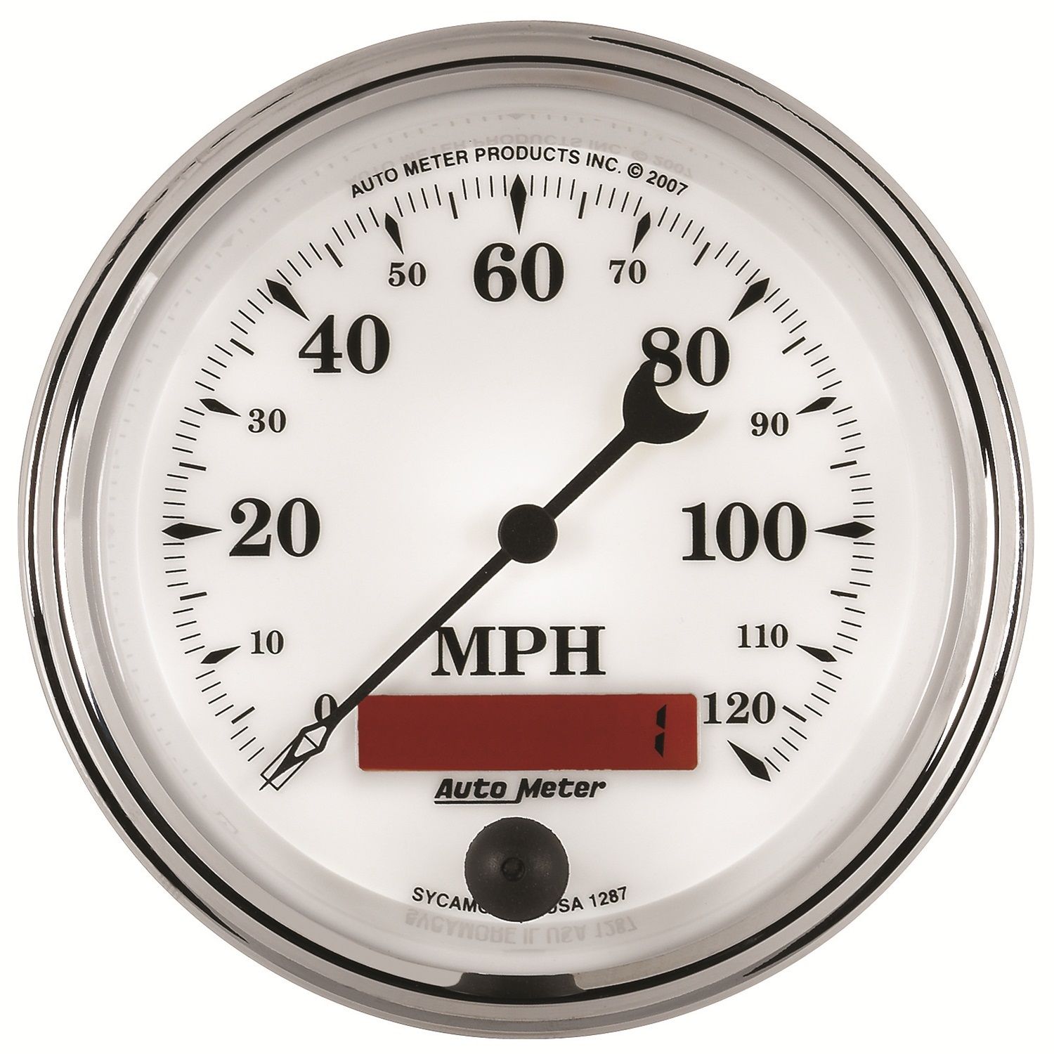 3-3/8 in. SPEEDOMETER, 0-120 MPH, OLD-TYME WHITE II