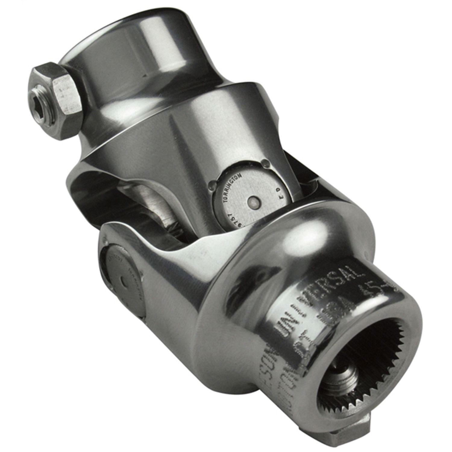 Borgeson - Steering U-Joint - P/N: 123406 - Polished stainless steel single steering universal joint. Fits 3/4 in.-36 Spline X 9/16 in.-17 Spline.