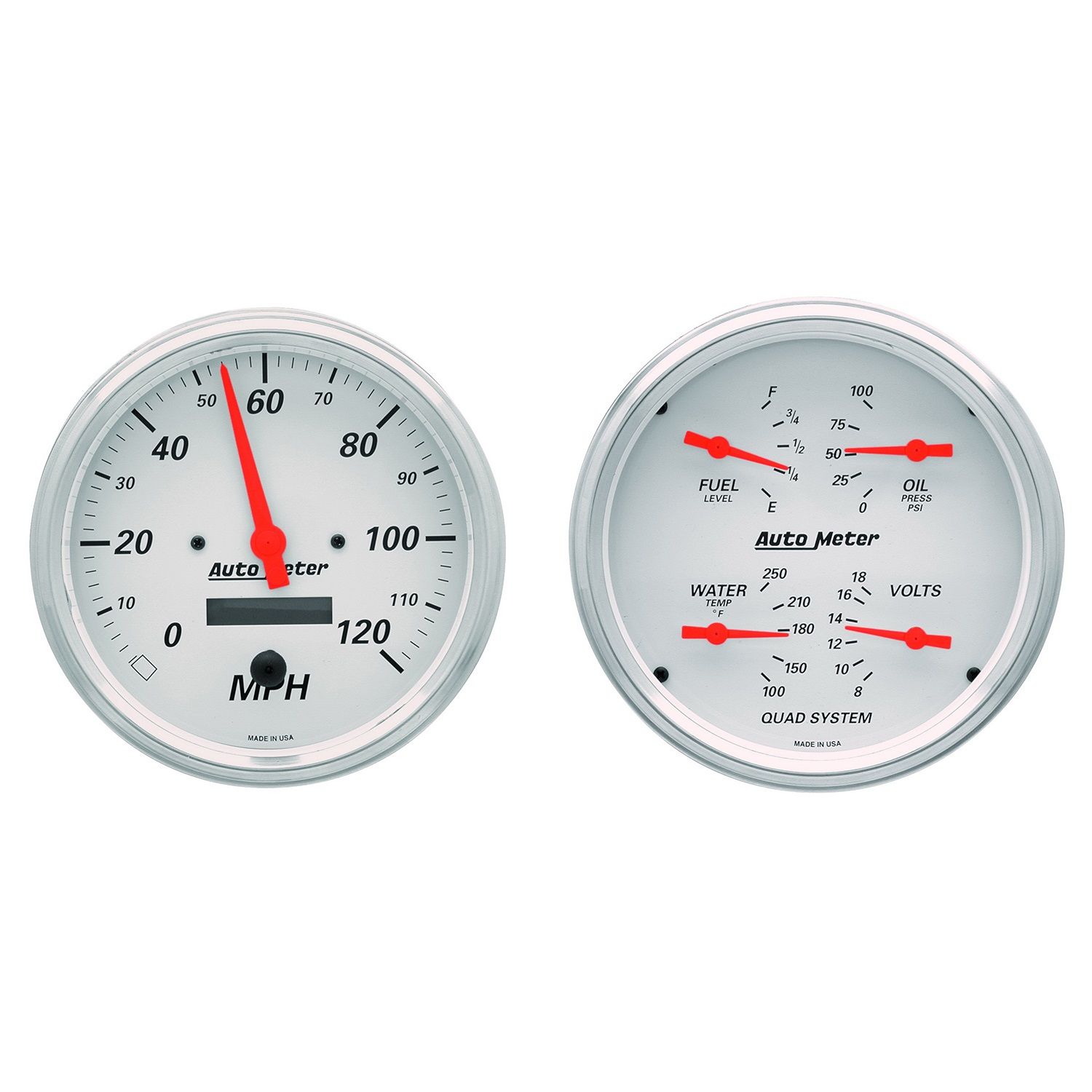 2 PC. GAUGE KIT, 5 in. QUAD & SPEEDOMETER, 240-33 O, ARCTIC WHITE