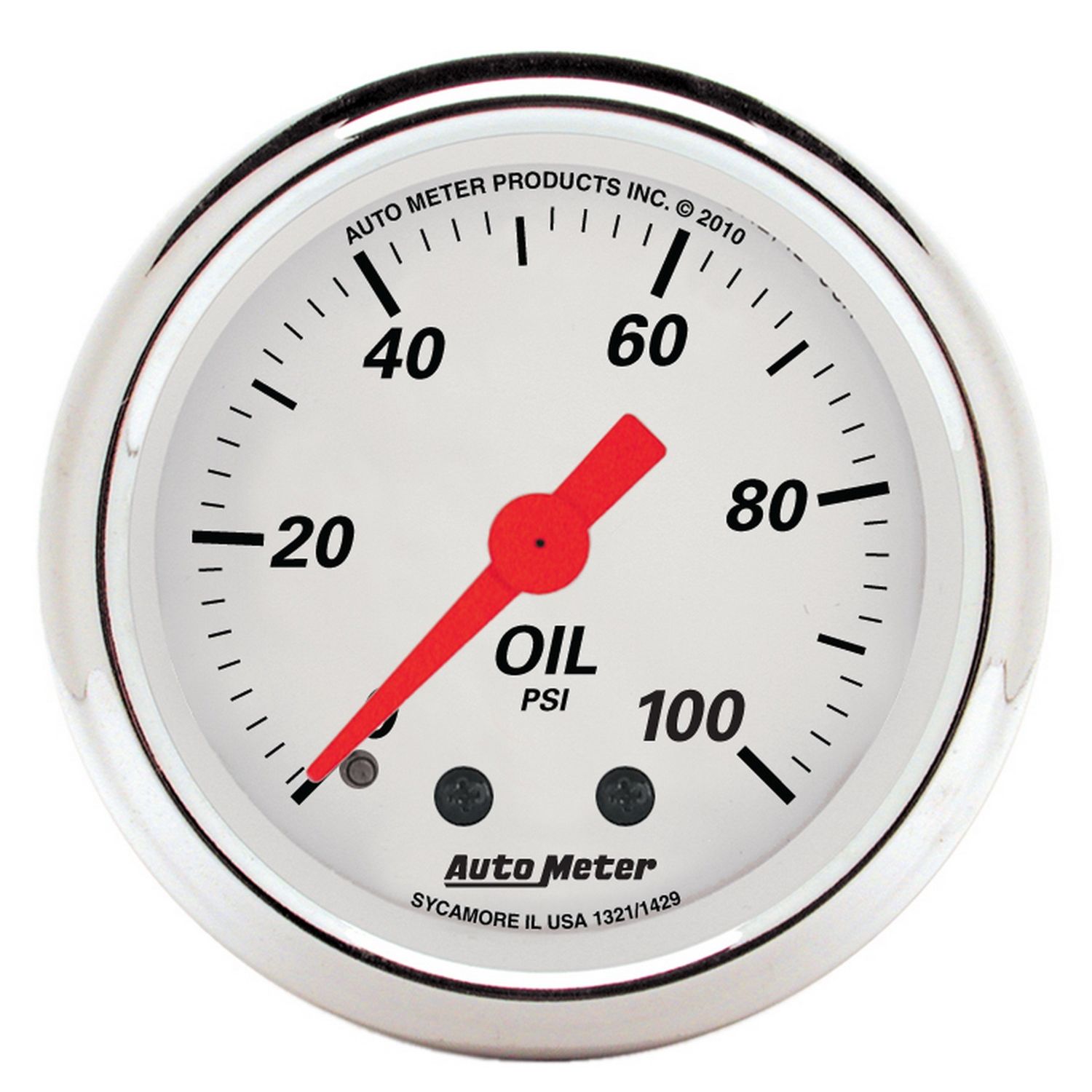 2-1/16 in. OIL PRESSURE, 0-100 PSI, ARCTIC WHITE