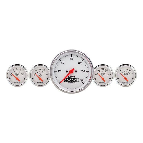 5 PC. GAUGE KIT, 3-3/8 in. & 2-1/16 in. , ELEC. SPEEDOMETER, ARCTIC WHITE