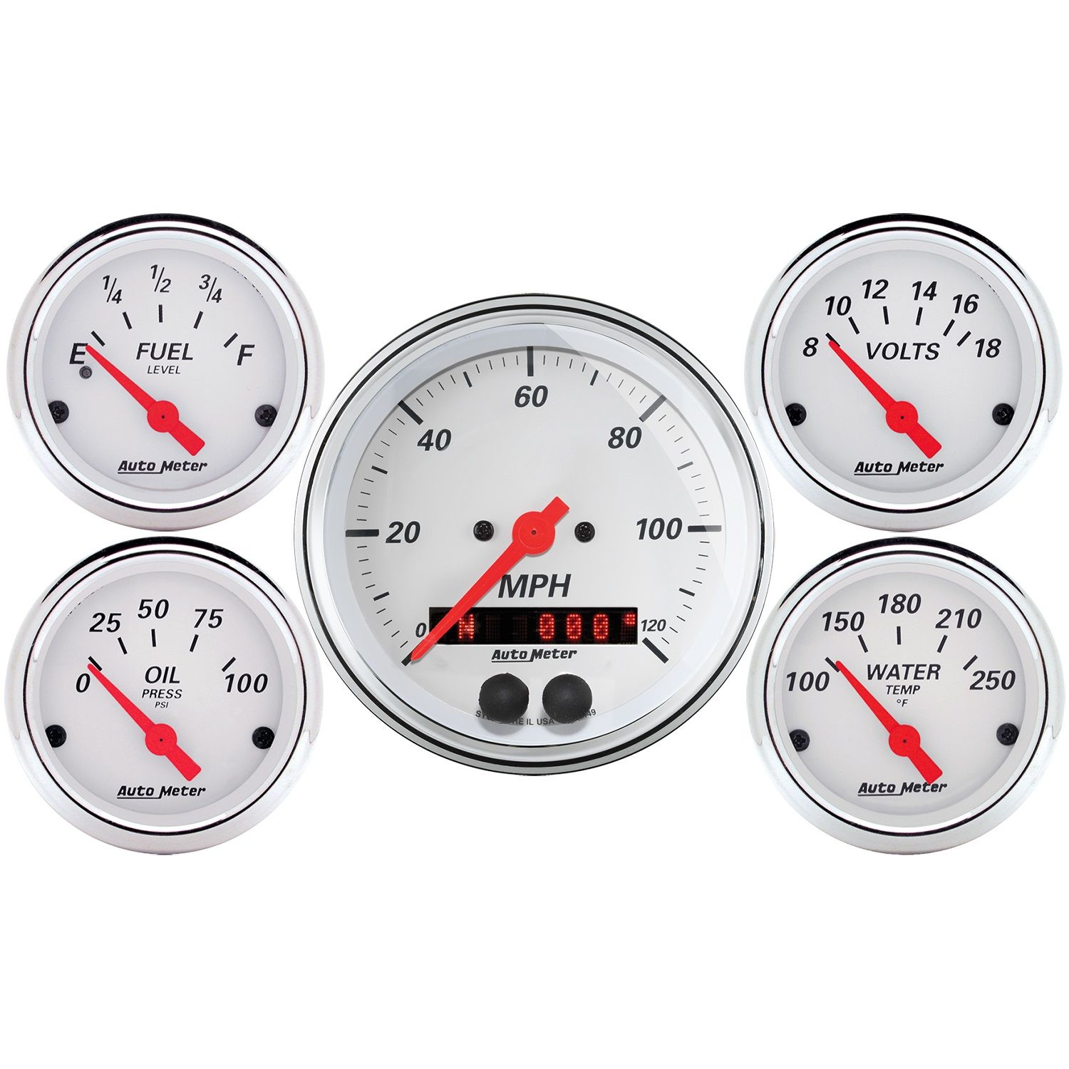 5 PC. GAUGE KIT, 3-3/8 in. & 2-1/16 in. , GPS SPEEDOMETER, ARCTIC WHITE