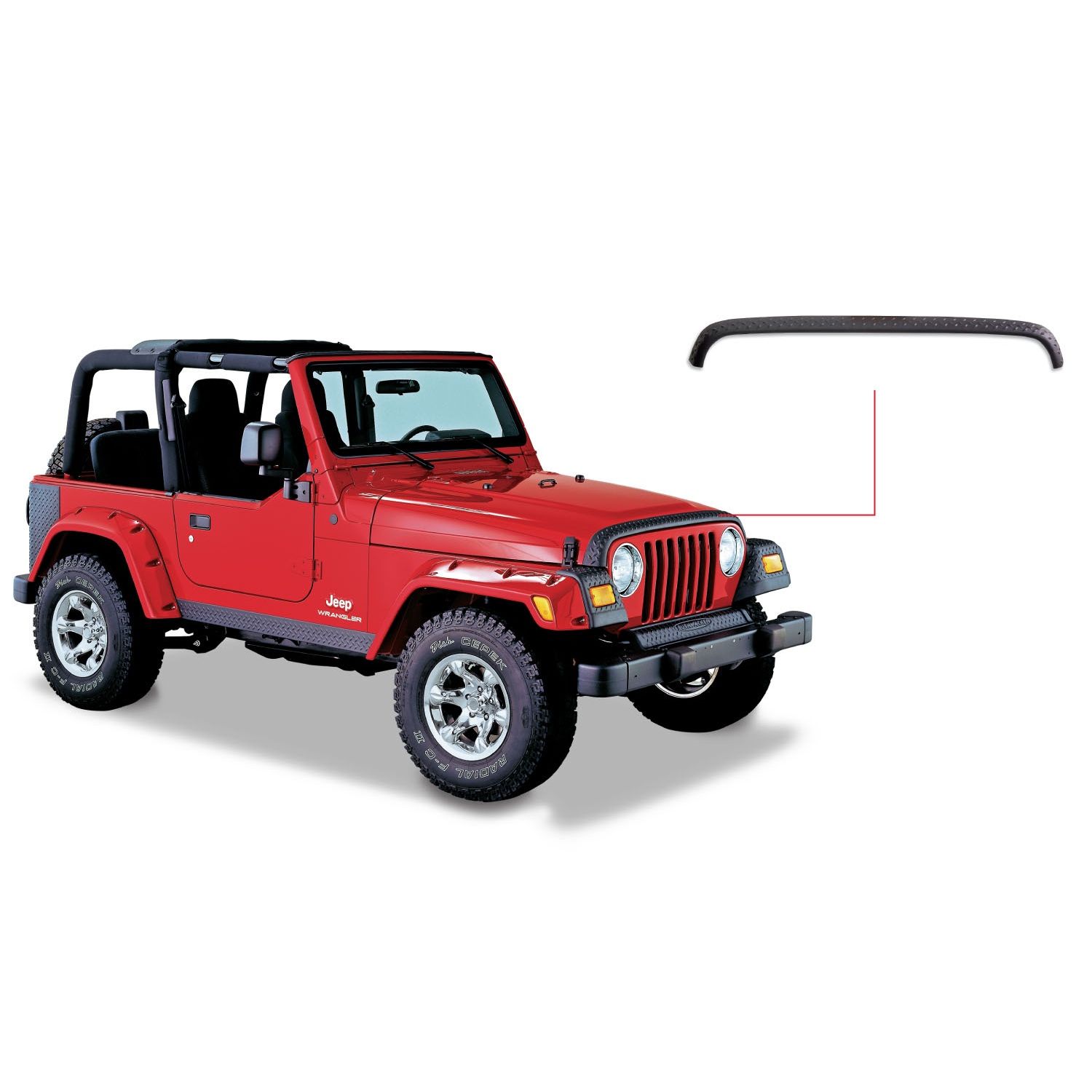 Bushwacker 14006 Black Trail Armor Hood Stone Guard for 1998-2006 Jeep Wrangler