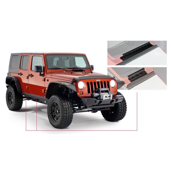 Bushwacker 14012 Black Trail Armor Rocker Panel and Sill Plate Covers for 2007-2018 Jeep Wrangler JK Unlimited 4-Door, Pair