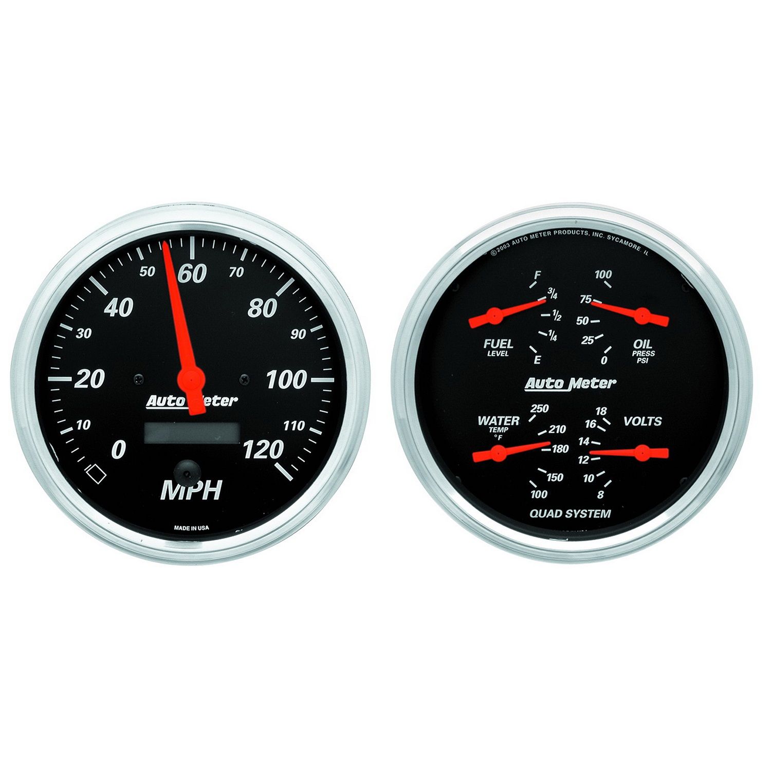 2 PC. GAUGE KIT, 5 in. QUAD & SPEEDOMETER, 240-33 O, DESIGNER BLACK