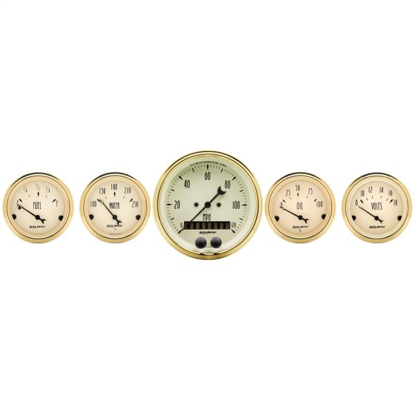 5 PC. GAUGE KIT, 3-3/8 in. & 2-1/16 in. , GPS SPEEDOMETER, GOLDEN OLDIES