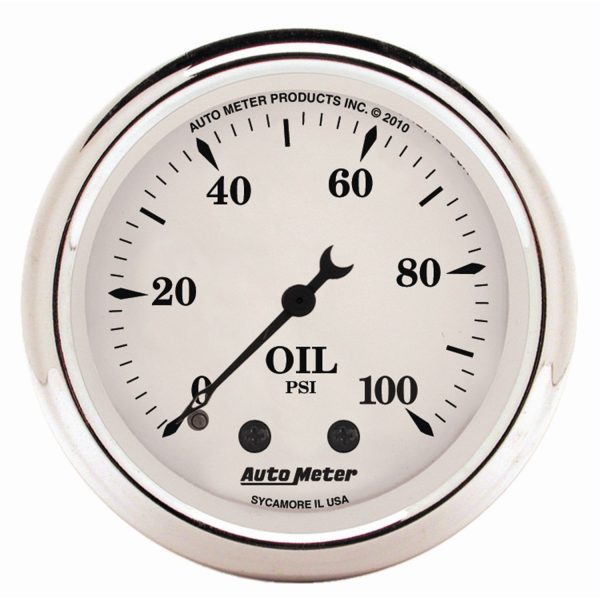 2-1/16 in. OIL PRESSURE, 0-100 PSI, OLD-TYME WHITE