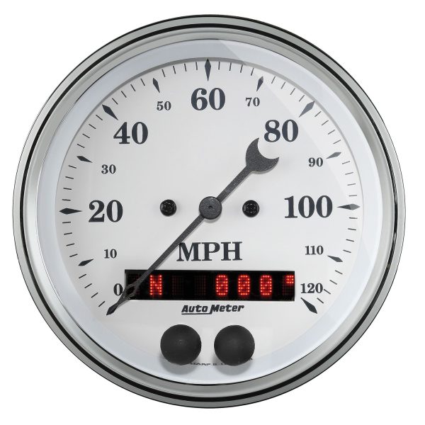 3-3/8 in. GPS SPEEDOMETER, 0-120 MPH, OLD-TYME WHITE