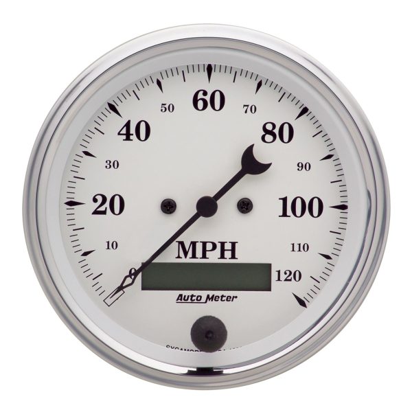 3-3/8 in. SPEEDOMETER, 0-120 MPH, OLD-TYME WHITE