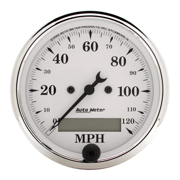 3-1/8 in. SPEEDOMETER, 0-120 MPH, OLD-TYME WHITE