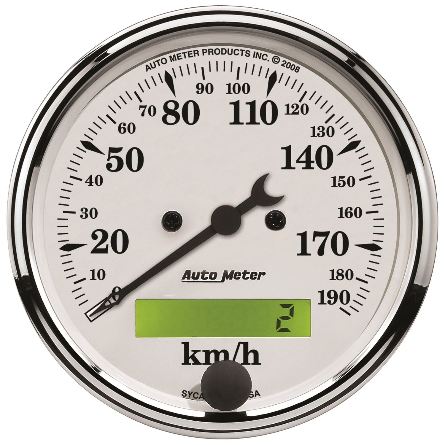 3-1/8 in. SPEEDOMETER, 0-190 KPH, OLD-TYME WHITE