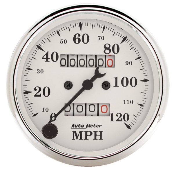 3-1/8 in. SPEEDOMETER, 0-120 MPH, OLD-TYME WHITE