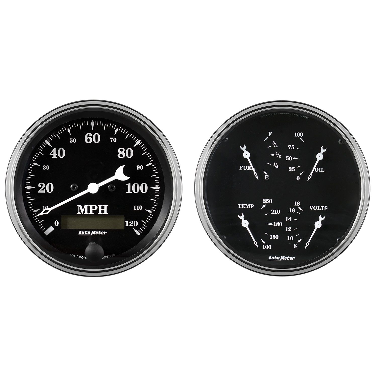 2 PC. GAUGE KIT, 5 in. QUAD & SPEEDOMETER, 240-33 O, OLD TYME BLACK