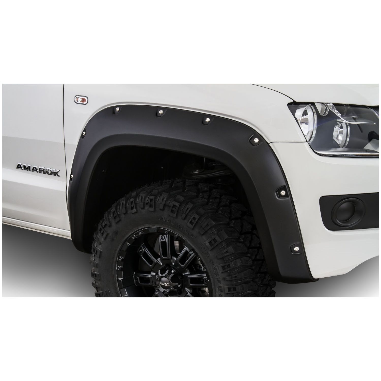 Bushwacker 171001-02 Black Pocket/Rivet Style Smooth Finish Front Fender Flares for 2011-2022 Volkswagen Amarok