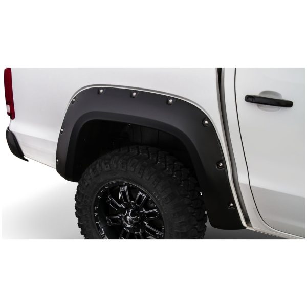 Bushwacker 171004-02 Black Pocket/Rivet Style Smooth Finish Rear Fender Flares for 2017-2022 Volkswagen Amarok; Fits 61.2 In. Bed