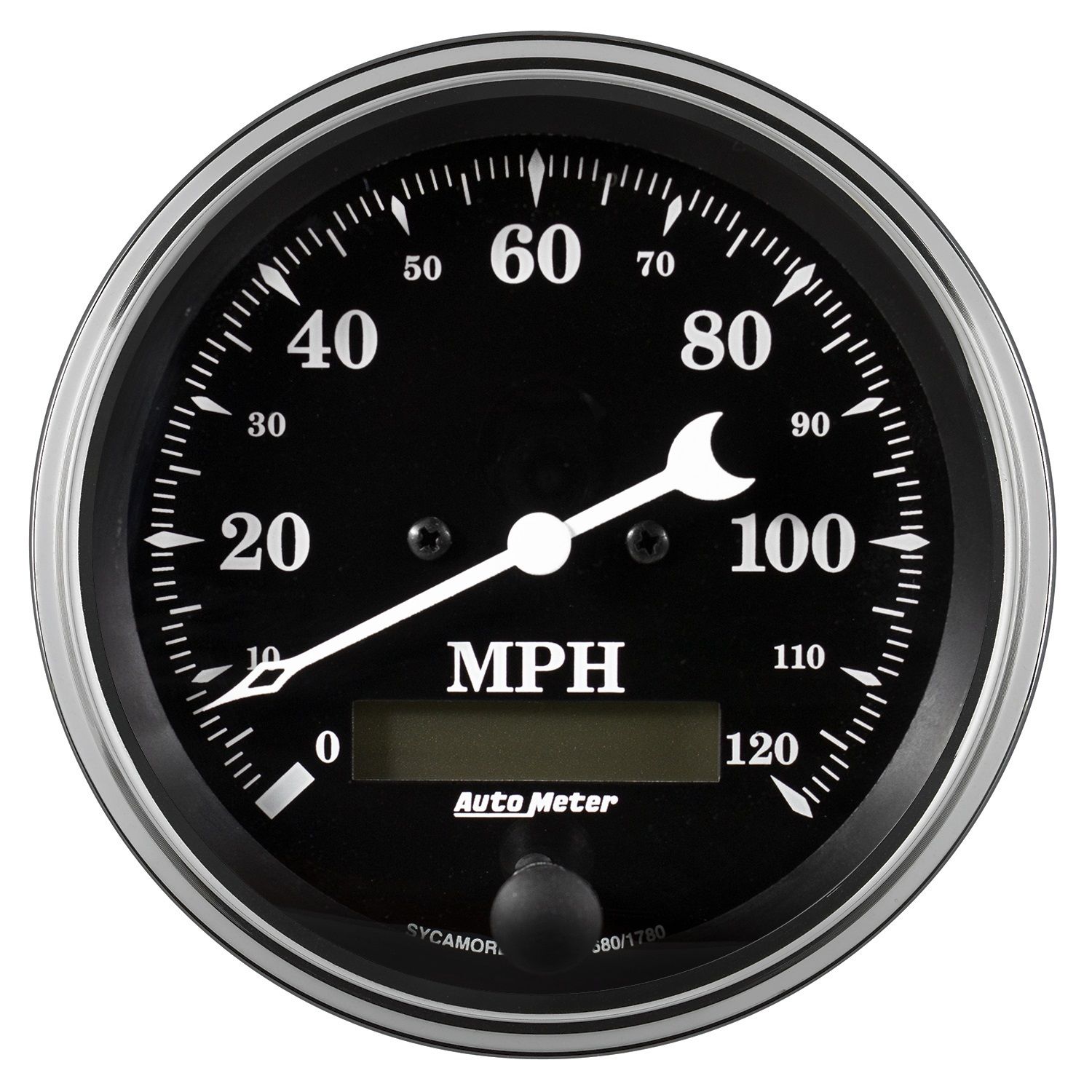 3-3/8 in. SPEEDOMETER, 0-120 MPH, ELEC. PROG. W/ LCD ODO, OLD TYME BLACK