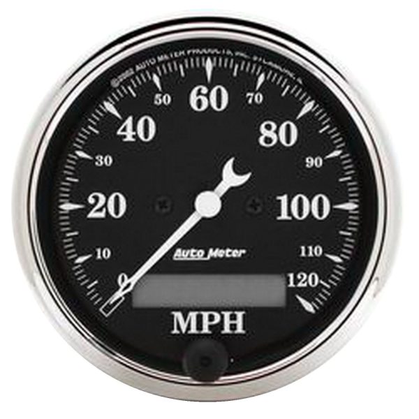 3-1/8 in. SPEEDOMETER, 0-120 MPH, ELEC., OLD TYME BLACK