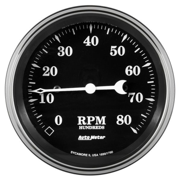 3-3/8 in. TACHOMETER, 8K RPM, IN-DASH, OLD TYME BLACK