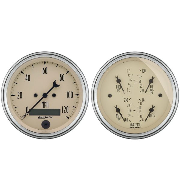 2 PC. GAUGE KIT, 3-3/8 in. QUAD & SPEEDOMETER, 240-33 O, ANTIQUE BEIGE