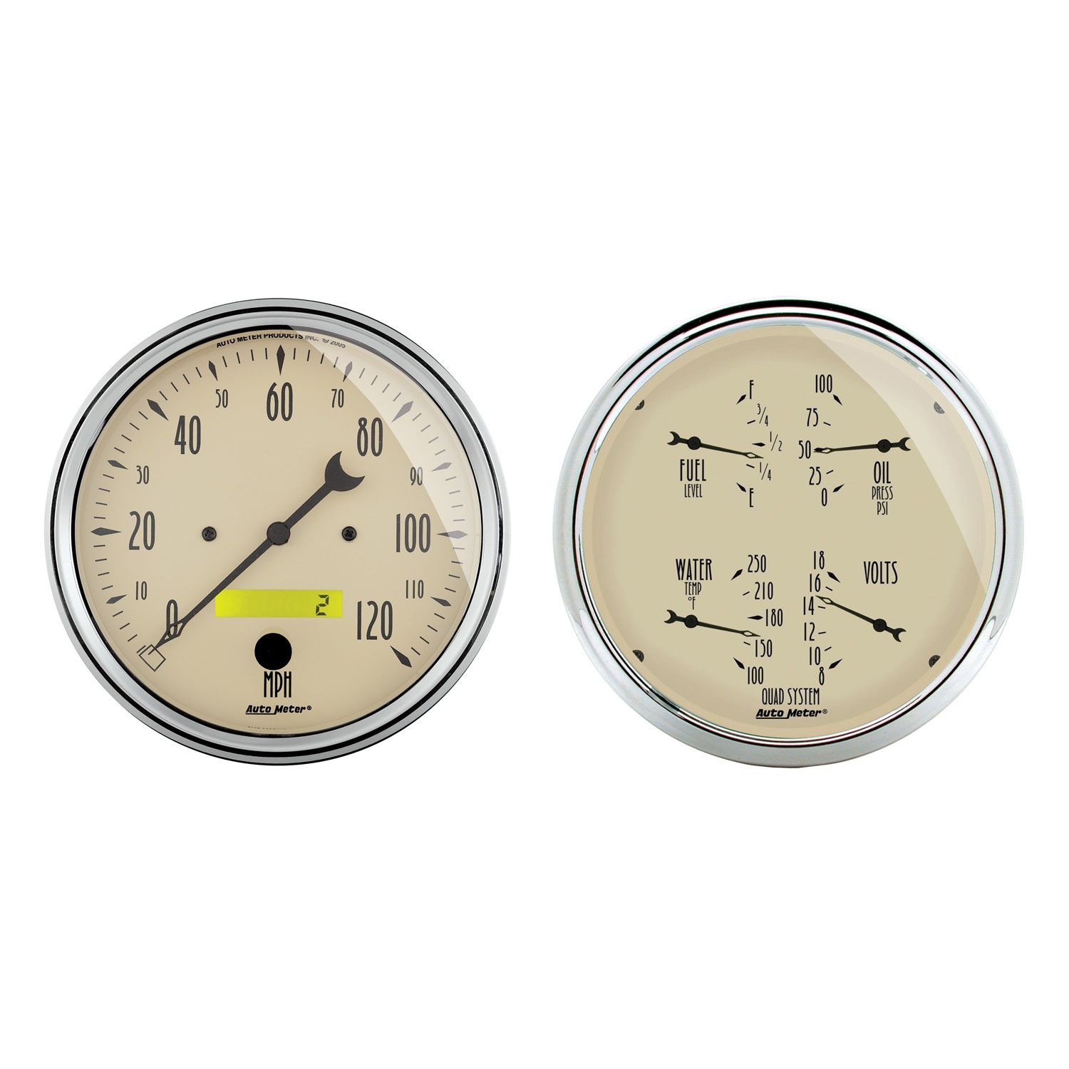 2 PC. GAUGE KIT, 5 in. QUAD & SPEEDOMETER, 240-33 O, ANTIQUE BEIGE