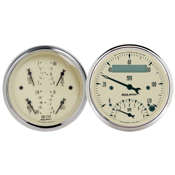 2 PC. GAUGE KIT, 3-3/8 in. QUAD & TACH/SPEEDO, 240-33 O, ANTIQUE BEIGE