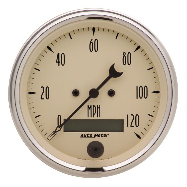 3-3/8 in. SPEEDOMETER, 0-120 MPH, ANTIQUE BEIGE