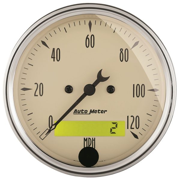 3-1/8 in. SPEEDOMETER, 0-120 MPH, ANTIQUE BEIGE