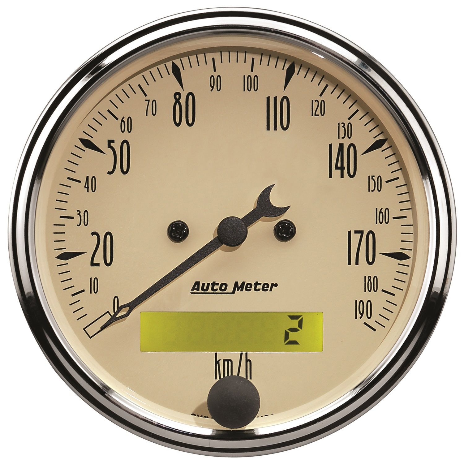 3-1/8 in. SPEEDOMETER, 0-190 KPH, ANTIQUE BEIGE