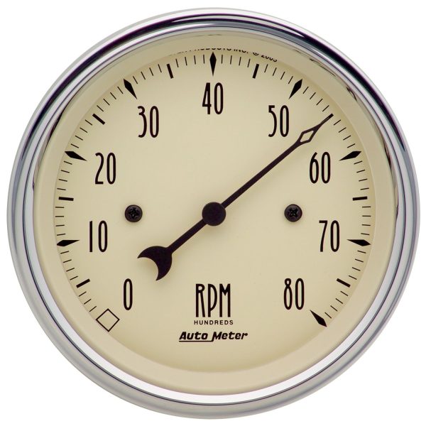 3-3/8 in. IN-DASH TACHOMETER, 0-8,000 RPM, ANTIQUE BEIGE